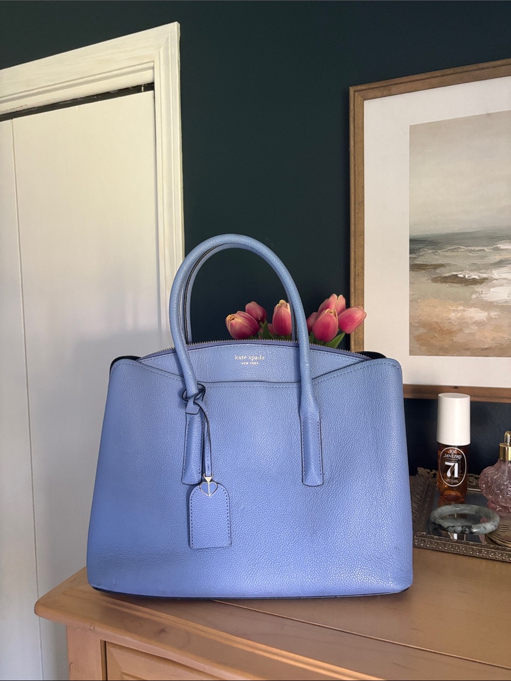 Kate Spade Blue Pebbled Leather Tote